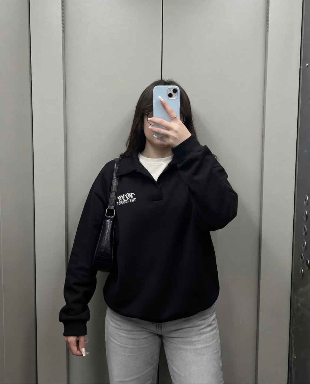 POLO SWEATSHIRT - BLACK