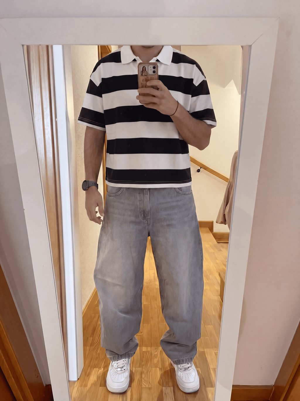 BLACK STRIPED POLO SHIRT
